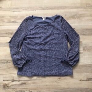 LC Lauren Conrad Elegant Lace Long Sleeve Top in Slate Blue